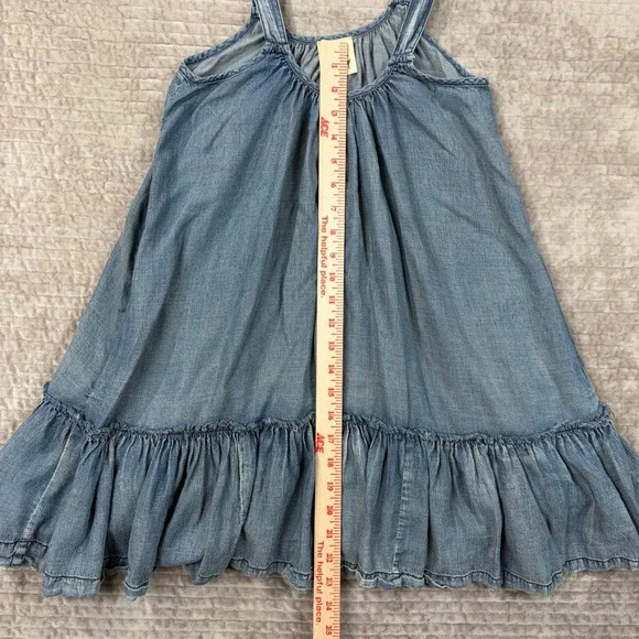 Jaded Gypsy Denim Tank Dress Blue Cotton Ruffle Hem Boho Mini S/M Made in USA - Picture 3 of 11